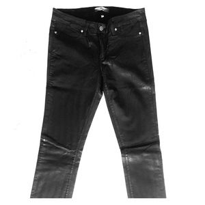 Black faux leather jeans